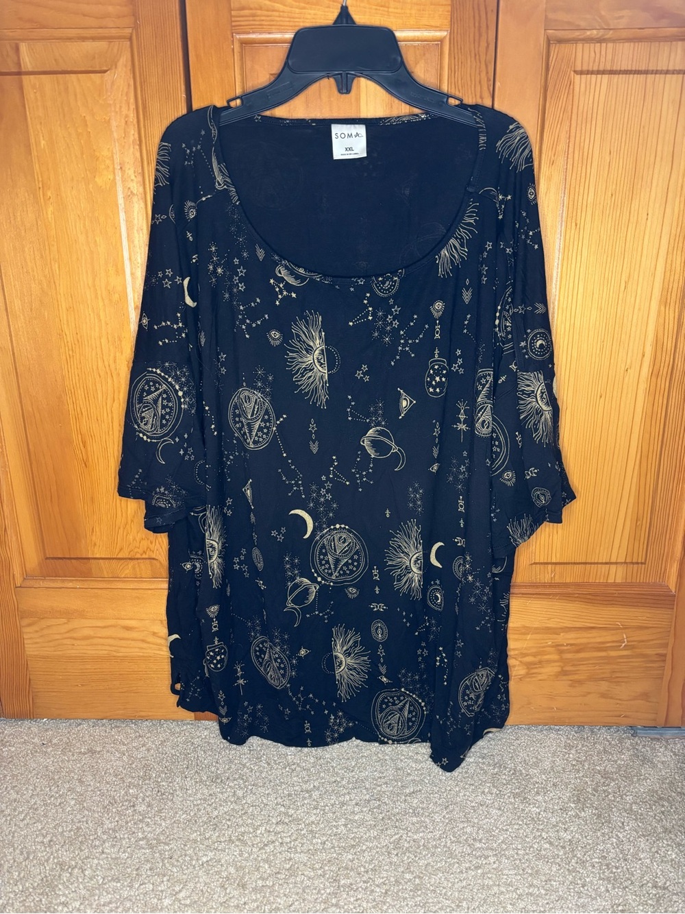 Soma Black Celestial Print Scoop-Neck Women’s PJ Top